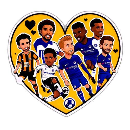 Puso na may Ilustrasyon ng mga Manlalaro ng Hull City at Chelsea