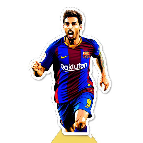 Playful Barcelona Player Sticker: Força Barça!