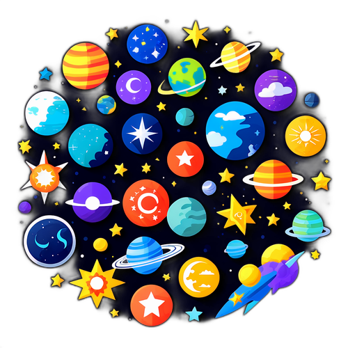 สติกเกอร์ดวงดาวรายวัน: ดาวเคราะห์และสัญลักษณ์ราศี