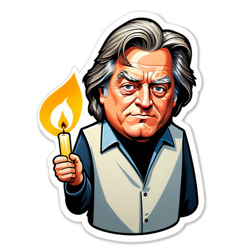 Sticker cu o caricatură a lui Steve Bannon