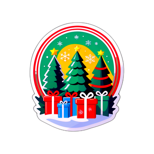 Nostalgická samolepka s retro grafikou spojená s vánočním nakupováním na Cyber Monday