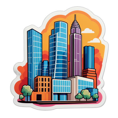 Artistieke sticker van iconische gebouwen