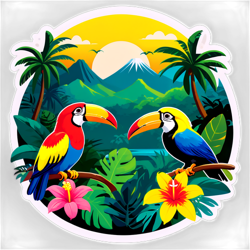 Farverig tropisk scene fra Costa Rica