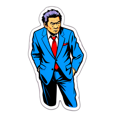 スタイリッシュな描画で表現された小早川武彦のアイコニックなポーズ