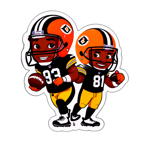 Arte de Caricatura dos Jogadores dos Bengals e Steelers