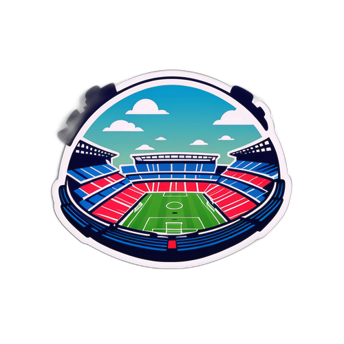 Thiết kế tối giản về sân vận động với hình ảnh người hâm mộ đầy màu sắc