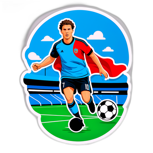 Aufkleber mit 'Nikolas Polster' auf einem Fußballfeld