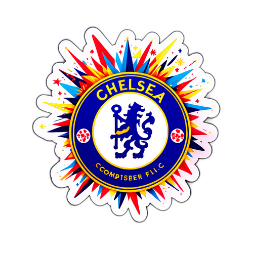 Stiker Logo Chelsea FC dengan Kembang Api Meriah