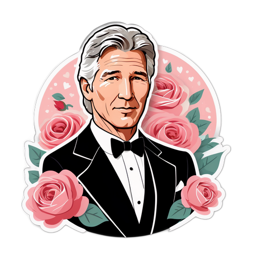 Elegante illustratie van Richard Gere in een smoking