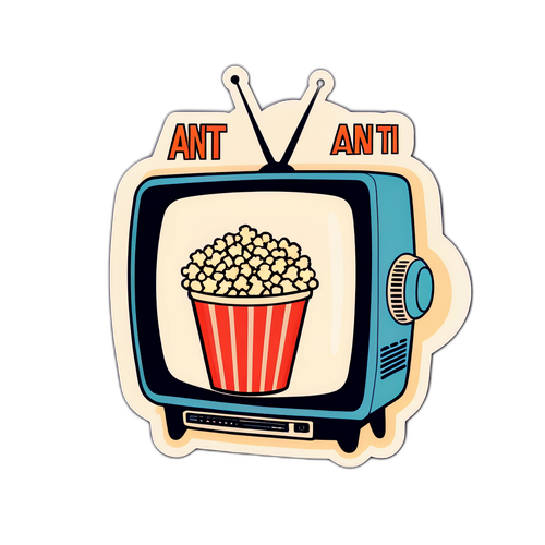 Ρετρό τηλεόραση με λογότυπο Ant1 και κουτί ποπ κορν