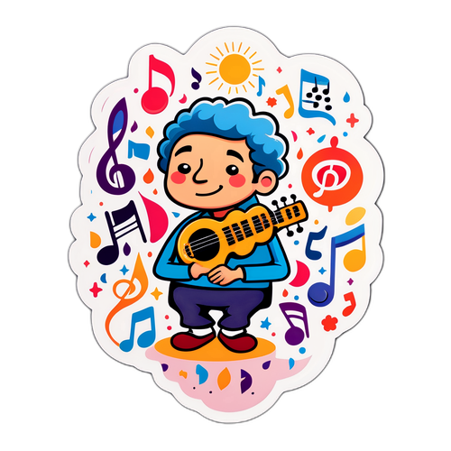 סטיקר מקסים של נועם בטען עם תווים מוזיקליים