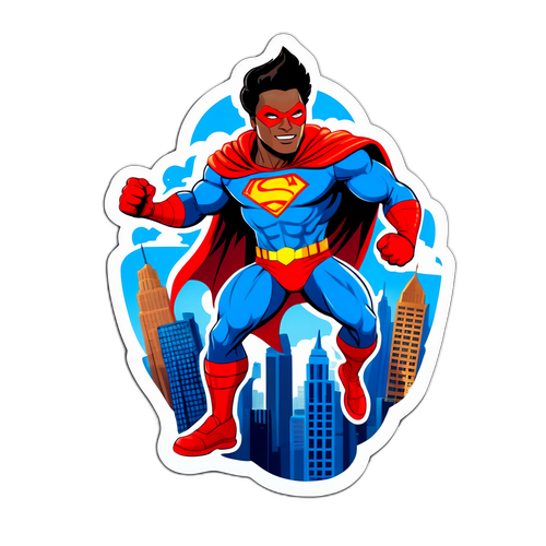 Crea un adesivo che illustra Ismaele La Vardera come un supereroe