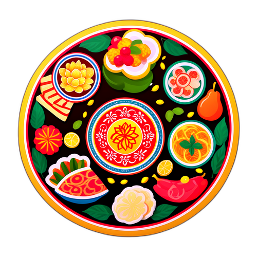 Sticker Tết Nguyên Đán với bàn ăn truyền thống