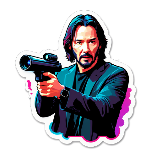 Keanu Reeves i Neonhjälte: En Fängslande Sticker Design som Fångar Din Fantasi!