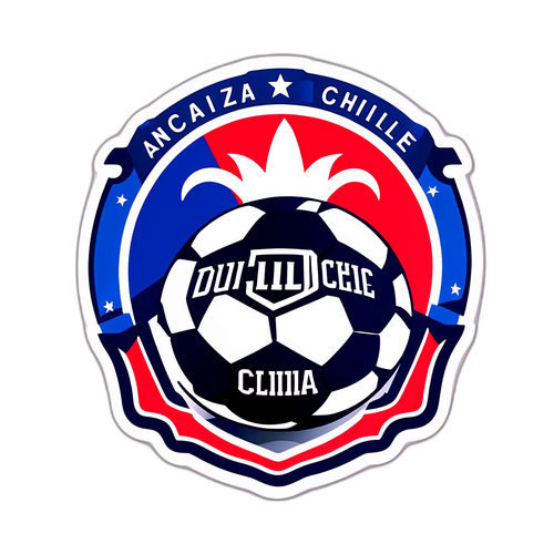 Sticker Universidad de Chile con pelotón de fútbol