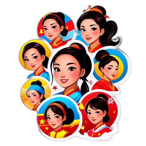 展示中国女性力量的贴纸