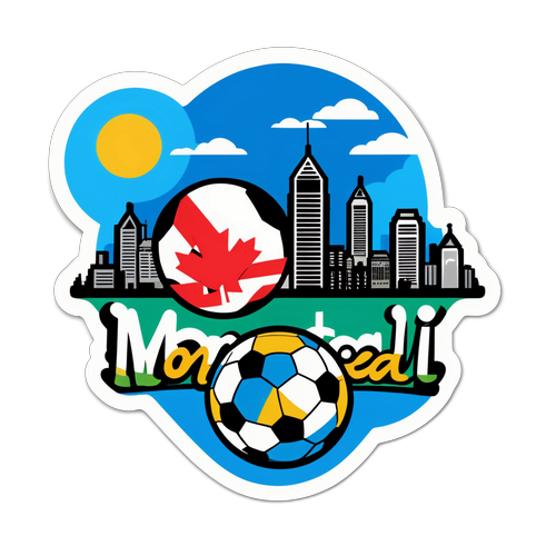 Sticker Bandar Montreal dengan Bola Sepak