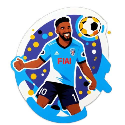 Sticker cu un fotbalist sărbătorind spiritul fair-play-ului