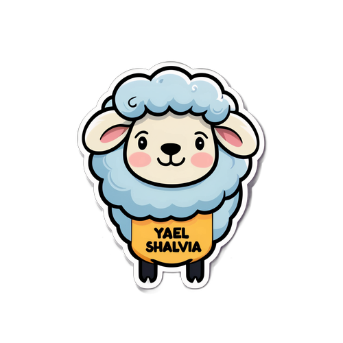 כבשה קרטון שובבה עם טקסט