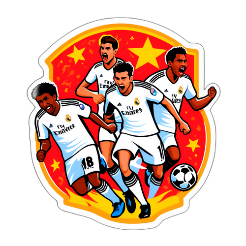 Sticker animat cu jucători Real Madrid în acțiune