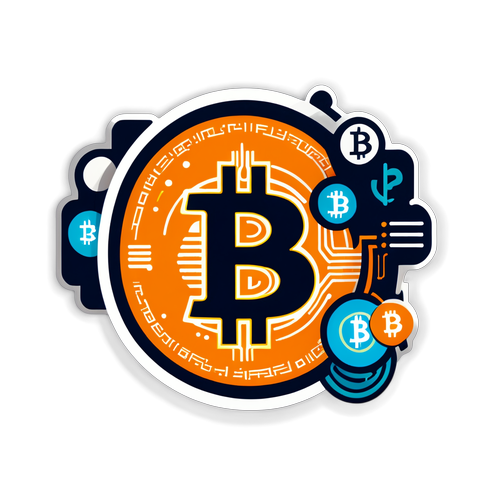 Ikonisches Bitcoin Sticker mit Bitcoin-Logo und dem Text 'Die Zukunft ist digital'