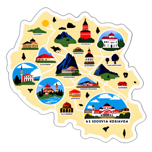 Mappa dettagliata dei luoghi culturali del Kosovo