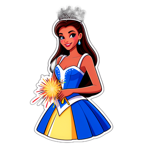 Une sticker glamour de Miss France avec feux d'artifice