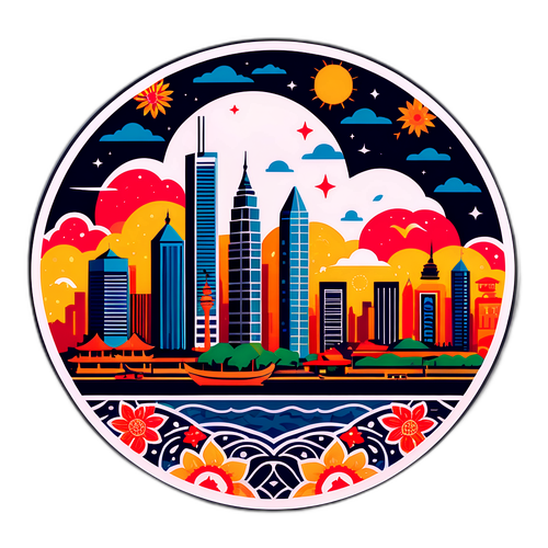 Stiker Skyline Jakarta yang Berwarna-warni