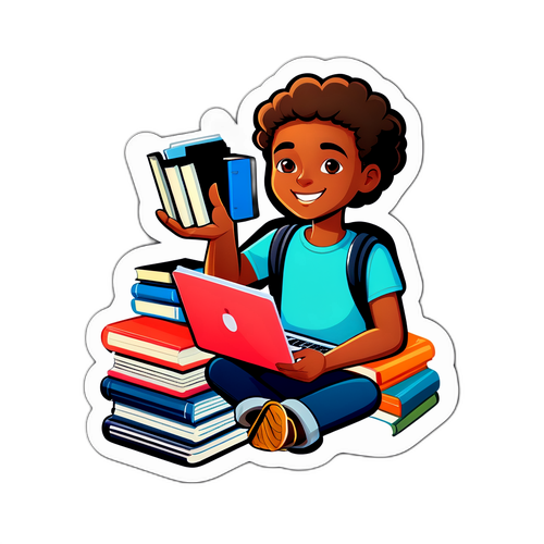 Estudiante con Libros y Laptop