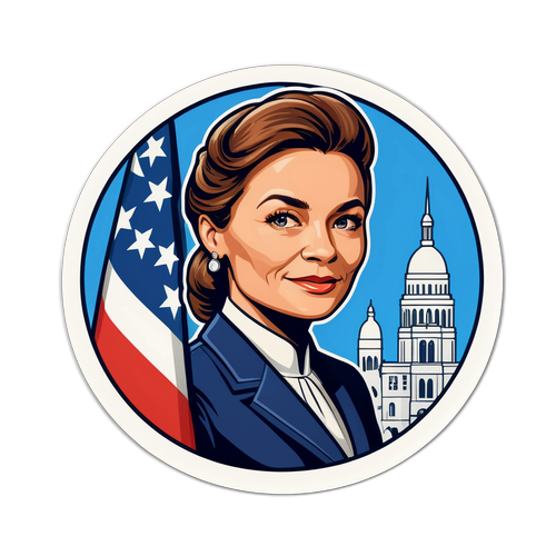 Elegant klistremerke som fremhever Emilie Mehl sine prestasjoner i politikken