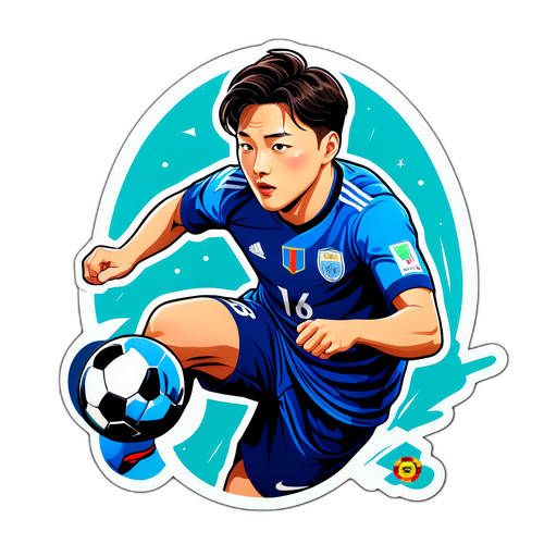 킴 민재의 역동적인 축구움직임 스티커