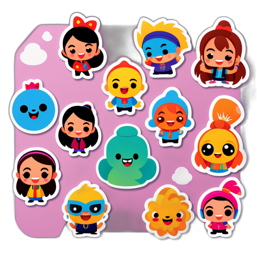 틱톡 챌린지를 하는 귀여운 캐릭터 스티커