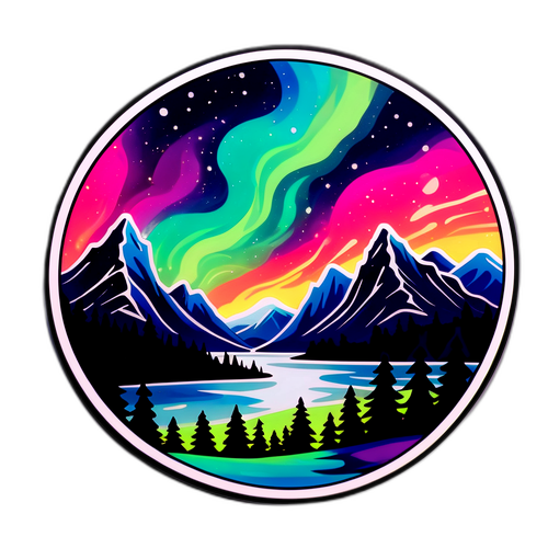 Nordlys med Fjellsilhuetter