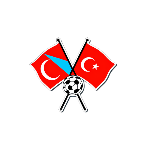 Turkiska och georgiska flaggor med fotbollsmotiv