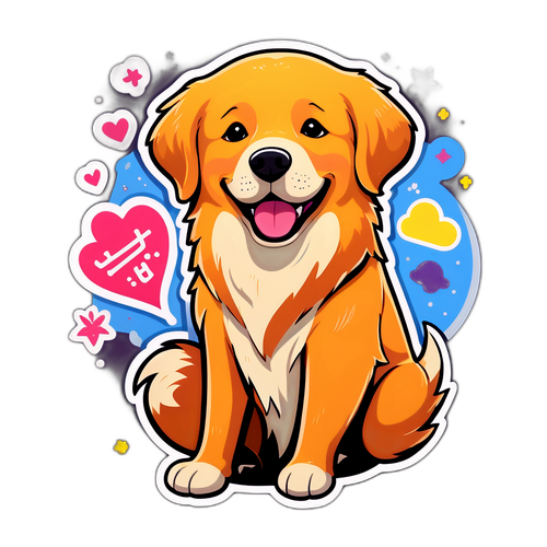 ユリヤンレトリバーのユニークなイラスト入りステッカー