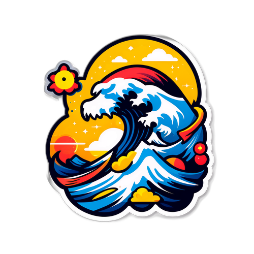 現代藝術風格的海浪貼紙