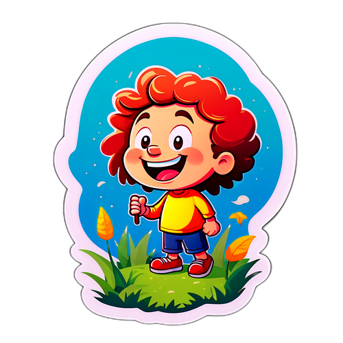 Een kleurrijke cartoon van Wim Lybaert die iets in de natuur ontdekt