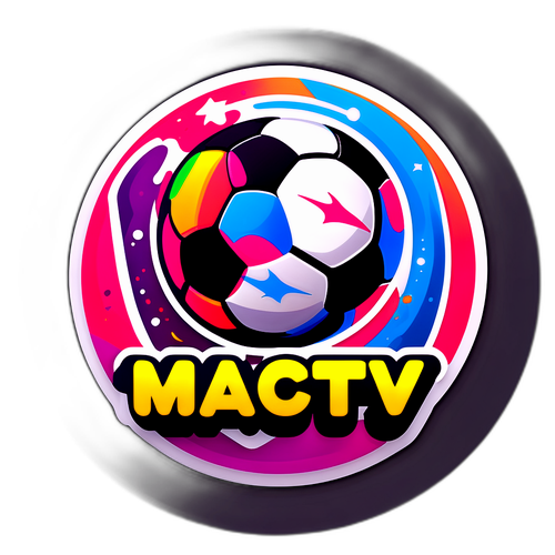 Яркое лого MatchTV с динамическими элементами и спортивными атрибутами