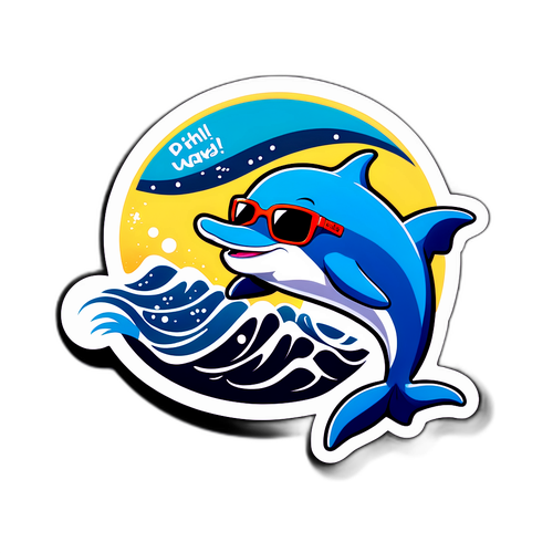 एक मजेदार स्टिकर: फ्लिपराची, धूप चश्मा पहने डॉल्फिन