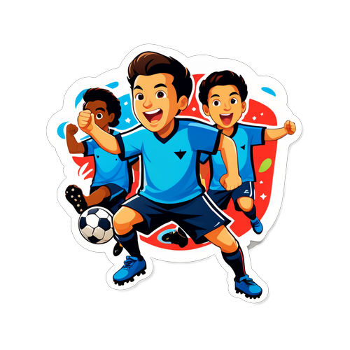 축구 경기에서 열정적인 관중을 표현한 스티커