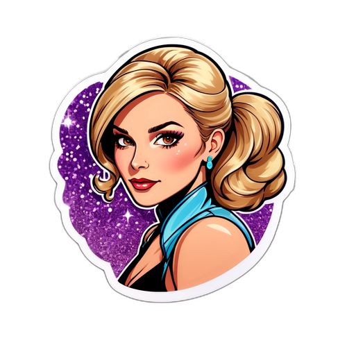 Glitzernder Aufkleber von Sonya Kraus in glamouröser Pose