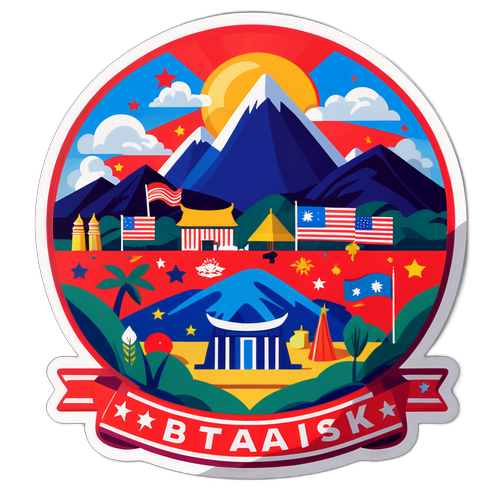 Кольорова пейзажна наклейка з патріотичними символами Батайська