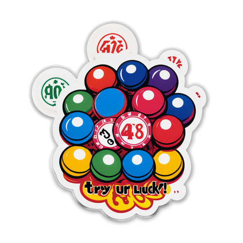 Sticker ilustrând celebra extragere Loto 6/49 cu bile colorate