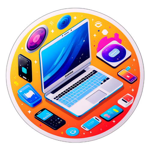 Autocollant moderne Samsung mettant en avant leurs produits phares