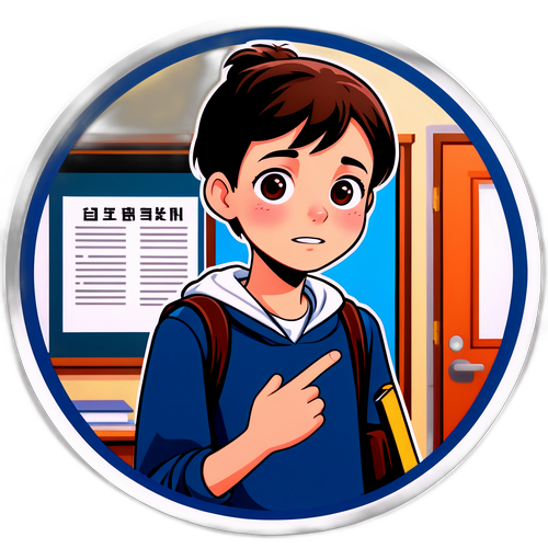 대학 입학 시험장 앞의 긴장한 학생