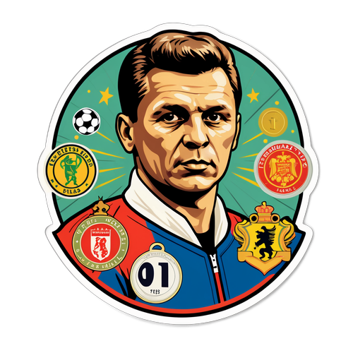 A vintage sportstílusú Puskás Ferenc portréja