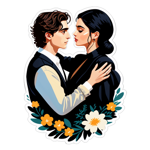 Sticker Siluet Timothee Chalamet dan Kylie Jenner