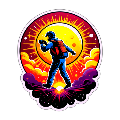 宇航员摄影师与太阳