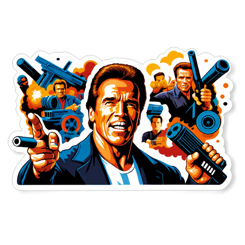 Iconischer Arnold Schwarzenegger Kunstaufkleber