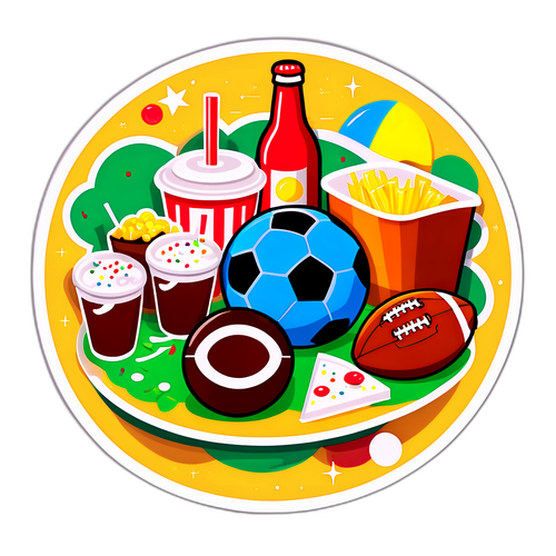 Tiệc bóng đá với đồ ăn và đồ uống